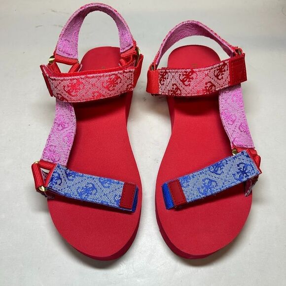 GUESS Womens 8.5 M Medium Pink Avin Logo Sport Rose Platform Sandals NIB HC8 - Picture 3 of 4